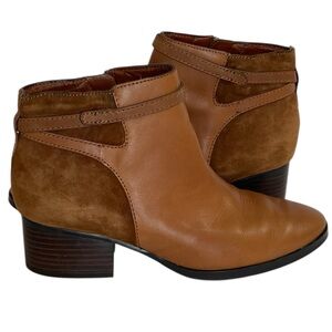 LAUREN RALPH LAUREN DAMARA LEATHER & SUEDE ZIP BOOTIES SZ 7M